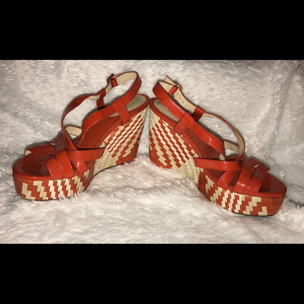 Cole Haan Nike Air platform wedge orange & tan. 8